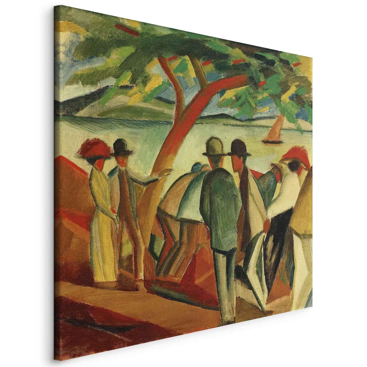 Leinwandbild - August Macke – Spaziergänger am See