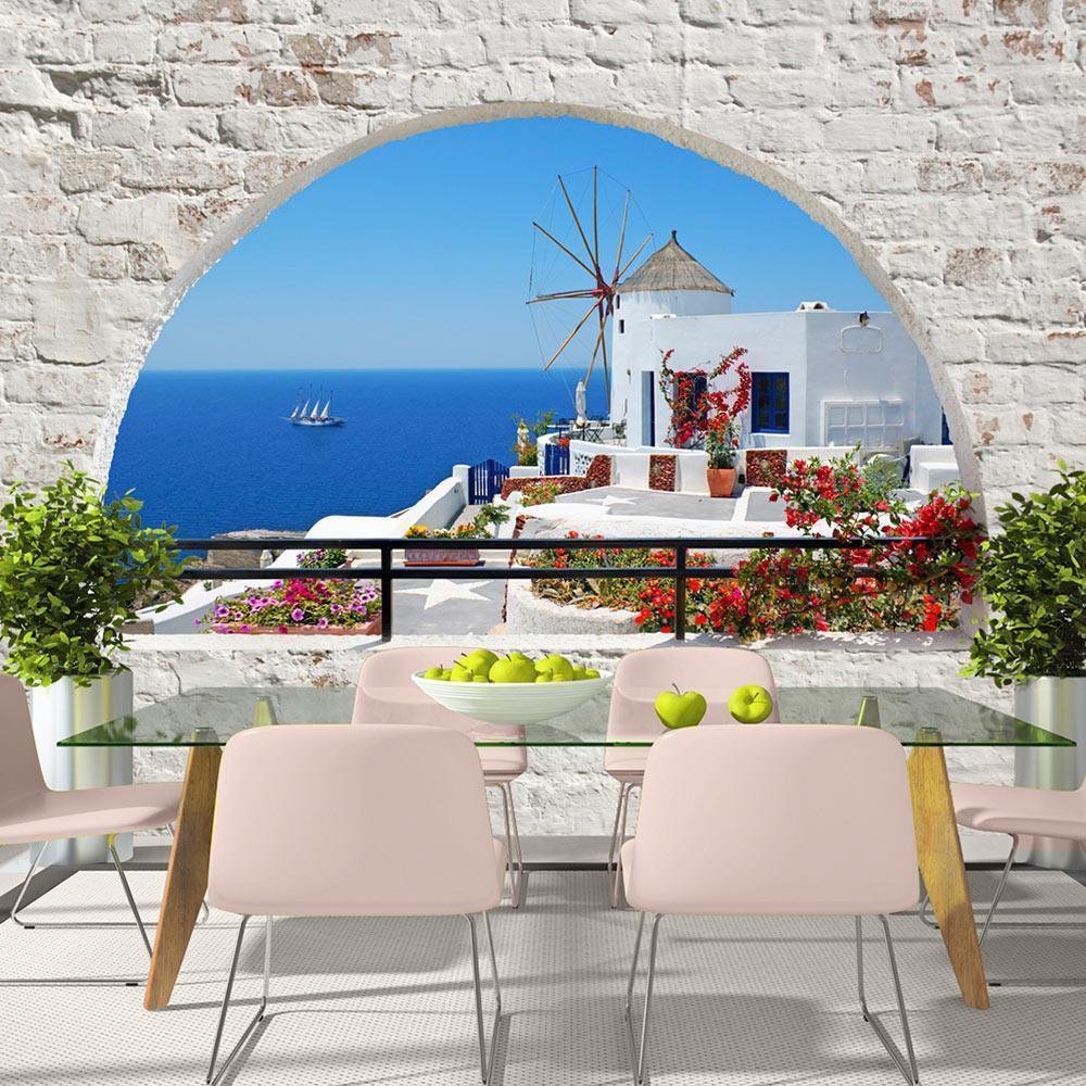 Fototapete „Sommer in Santorini“ – Mediterranes Flair mit Meerblick