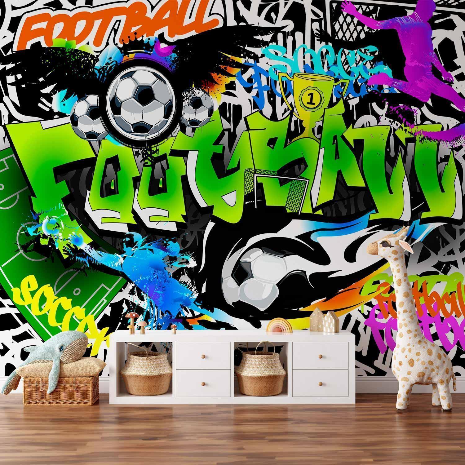 Fototapete Fußball Graffiti – Streetart fürs Kinderzimmer & Jugendzimmer Sawelt