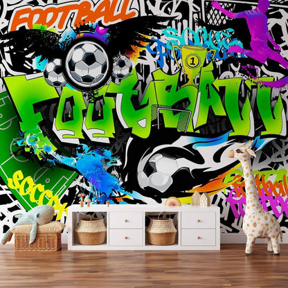 Fototapete Fußball Graffiti – Streetart fürs Kinderzimmer & Jugendzimmer Sawelt