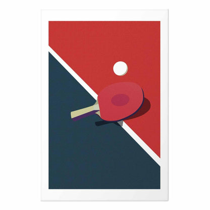 Poster - Table Tennis - Ball and Racket on a Table