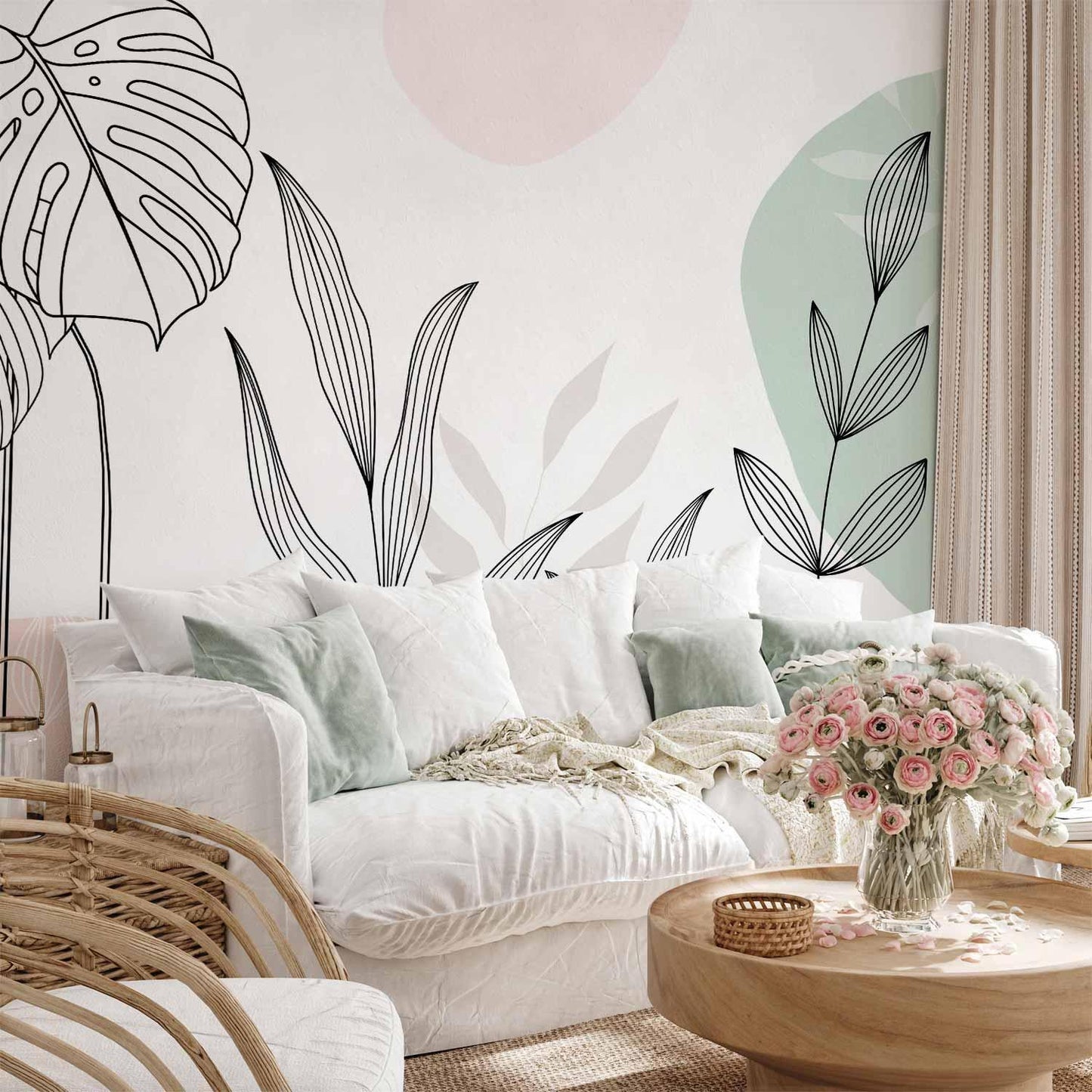 Fototapete - Leaves in Pastels Artgeist