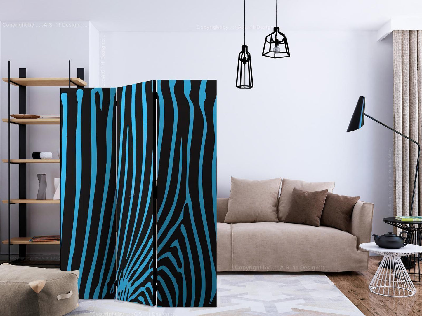 Paravent - Zebra pattern (turquoise) Artgeist