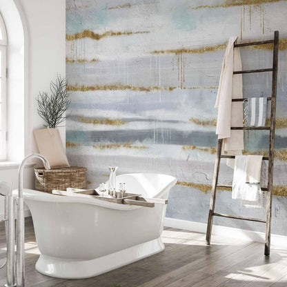 Fototapete - Modernist background - abstract stripes pattern with gold patterns