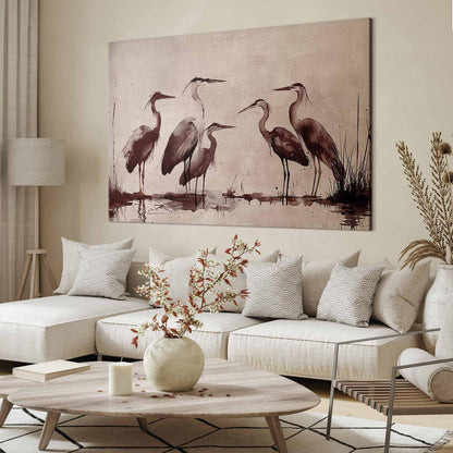 Wandbild XXL - Herons painted with ink
