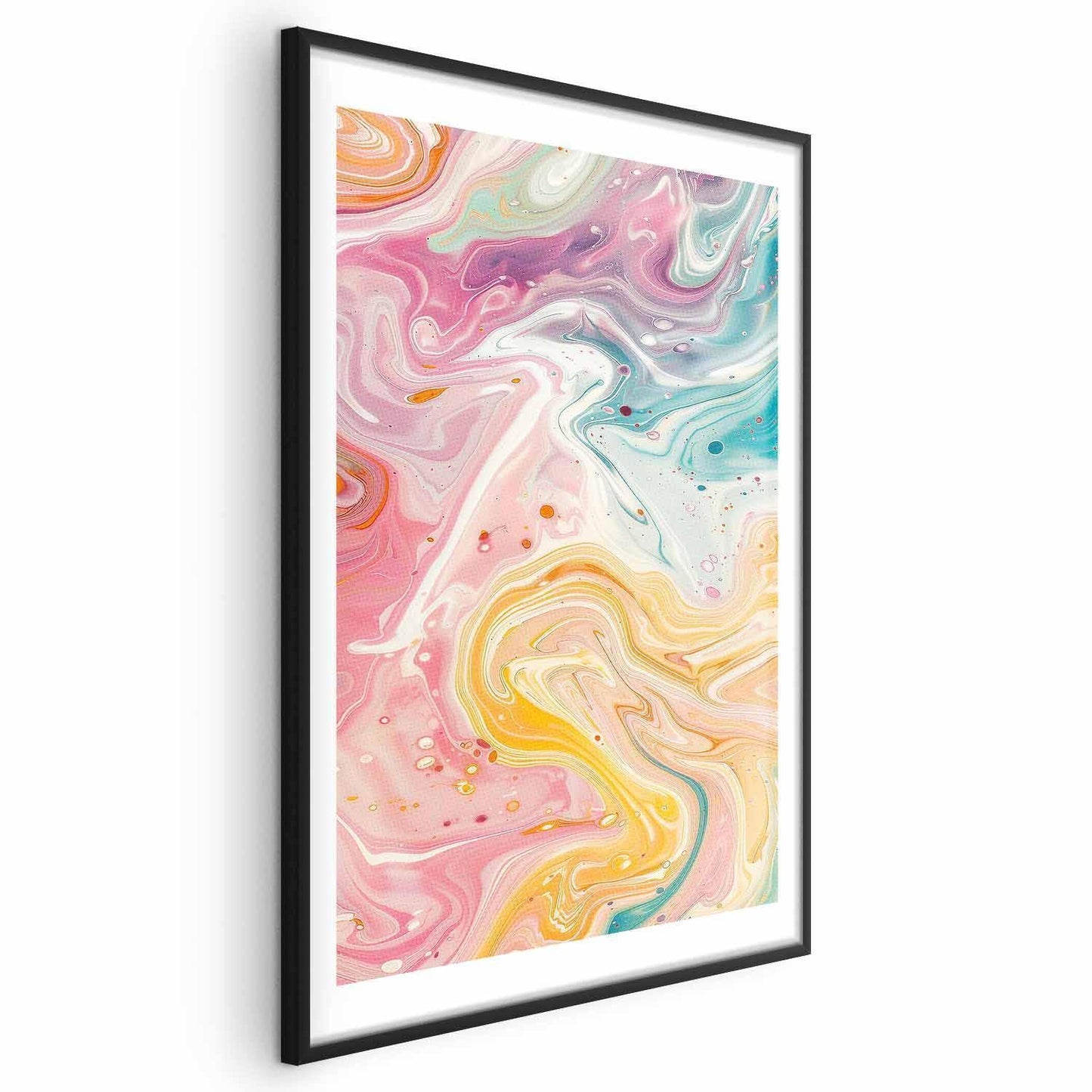 Poster - Colorful Chaos - dynamic shapes in shades of pink, yellow, and blue Artgeist