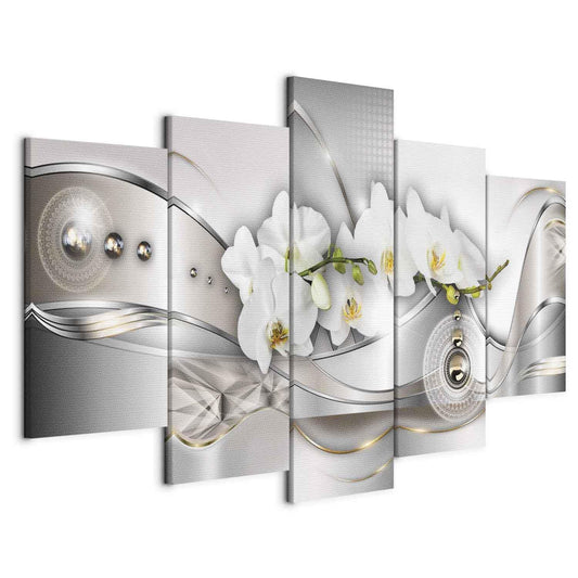 Leinwandbild „Perlmutt-Tanz der Orchideen“ – Eleganz in Blütenform