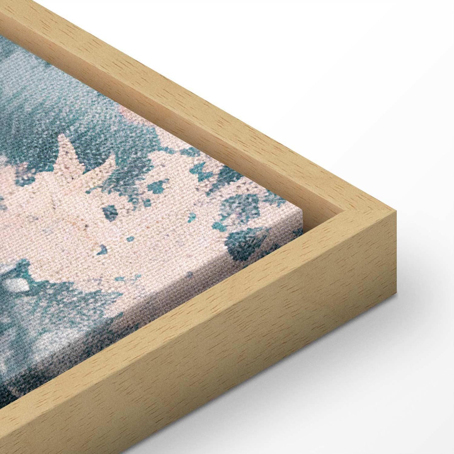 Leinwandbild - Mountainous Coast with Trees and Rocks in Light Pastel Blues