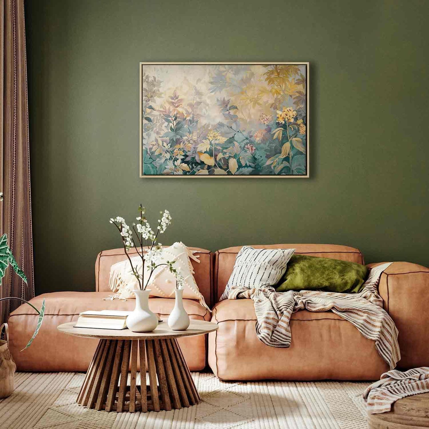 Leinwandbild - Tapestry Pattern with a Meadow and Flowers Kilim with a Spring Motif