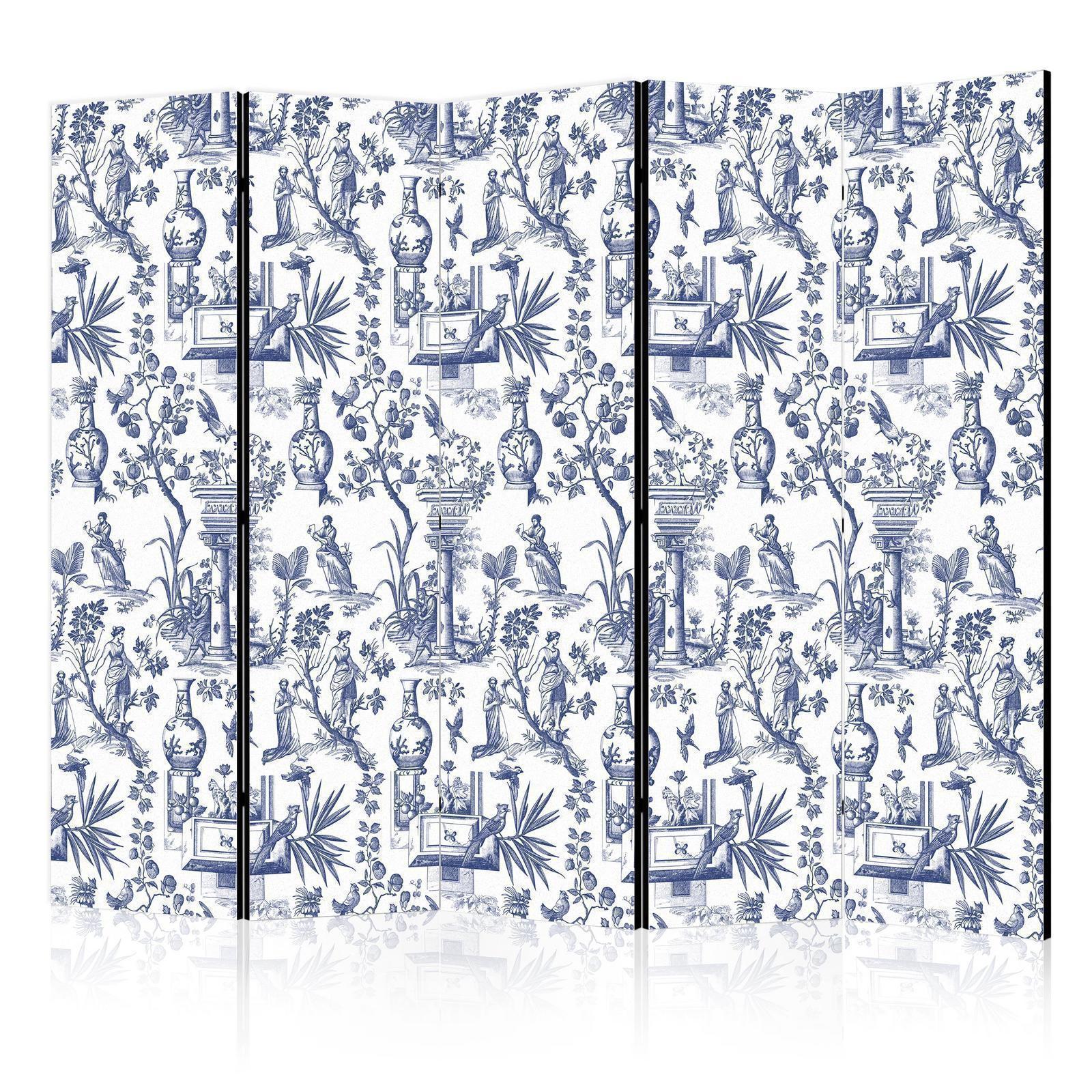 Paravent - Rome and Botany - Blue Pattern with a Greek and Plant Motif Artgeist