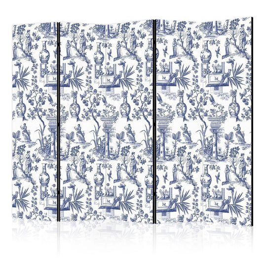 Paravent - Rome and Botany - Blue Pattern with a Greek and Plant Motif Artgeist