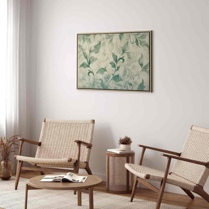 Leinwandbild - Watercolor Botanical Motif Delicate Green-Beige Leaves Artgeist