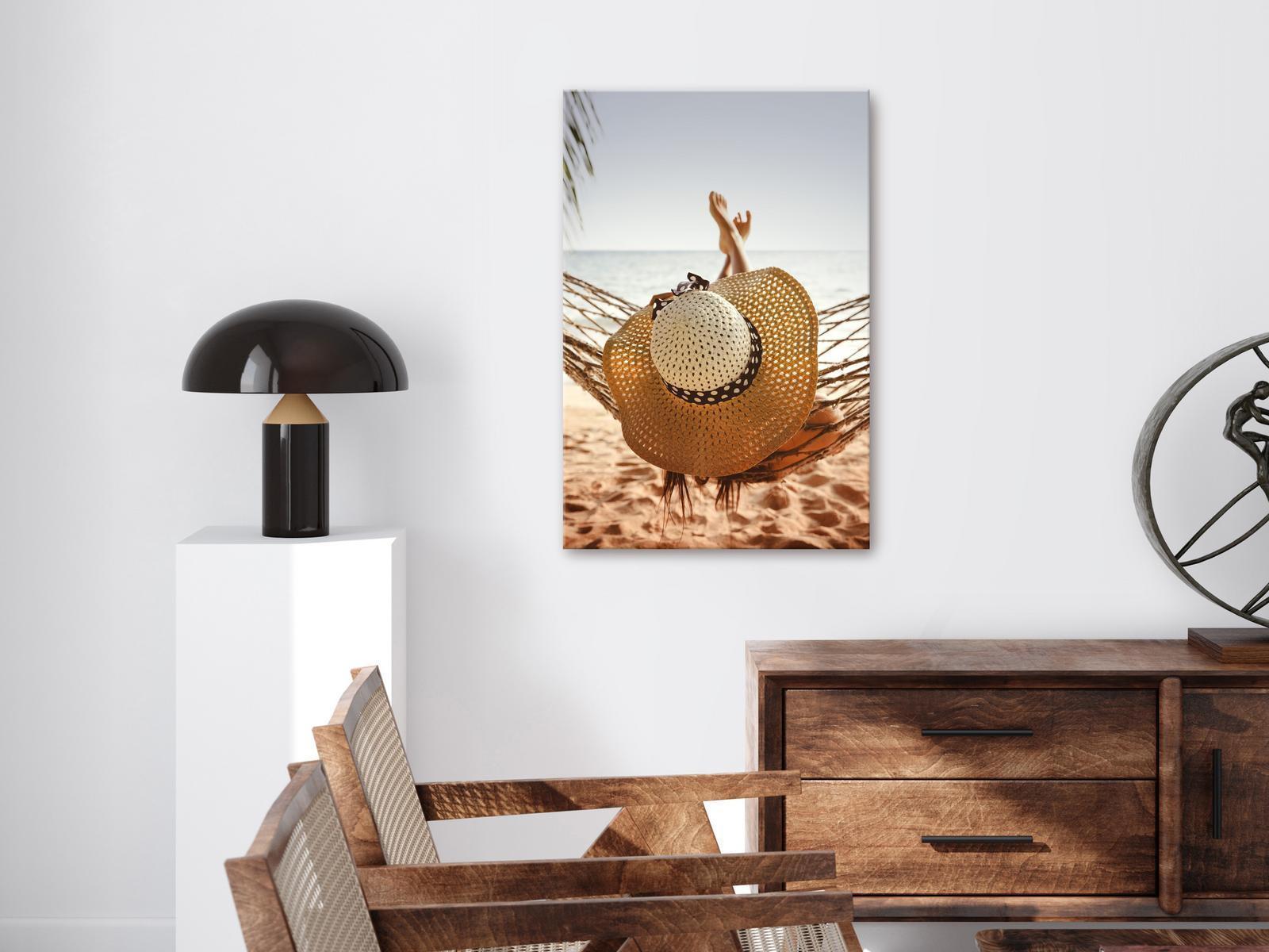 Leinwandbild - Hammock on the Beach (1 Part) Vertical Artgeist
