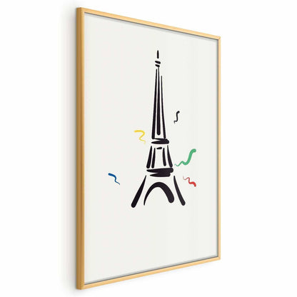 Poster - Black Illustration of the Eiffel Tower on a Light Background Artgeist