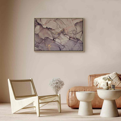 Leinwandbild - Watercolour abstraction - powder pink marble with gold accents
