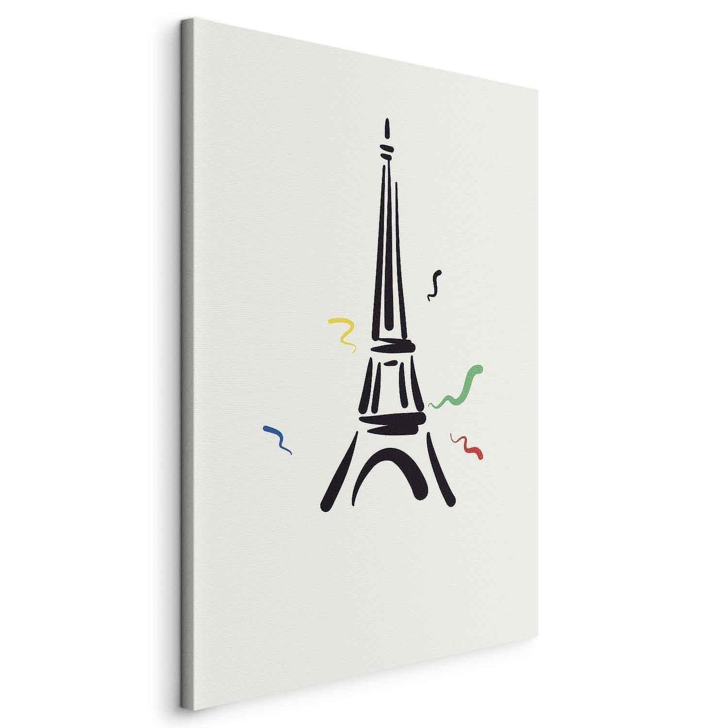 Leinwandbild - Black Graphic Drawing of the Eiffel Tower on a Cream Background Artgeist