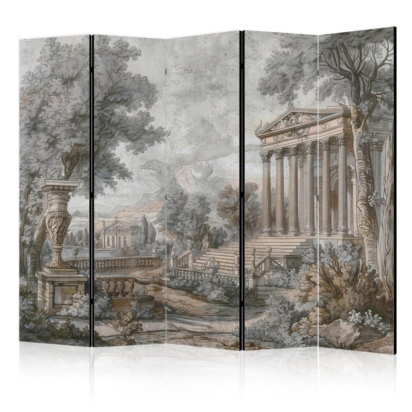Paravent - Antique Landscape - Greek Temple on a Hill Among Lush Vegetation Artgeist