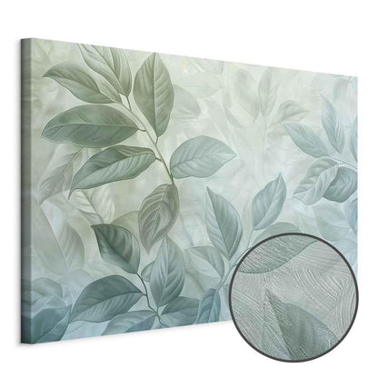 Leinwandbild - Large Leaves in Shades of Green-Mint: Botanical Motif