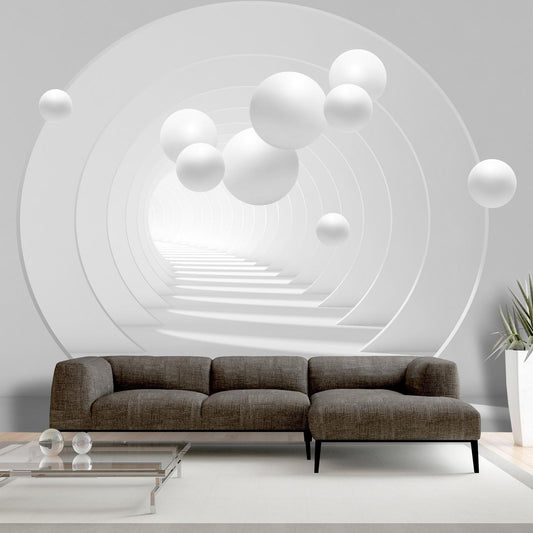 Fototapete mit 3D-Tunnel-Effekt für moderne Raumgestaltung