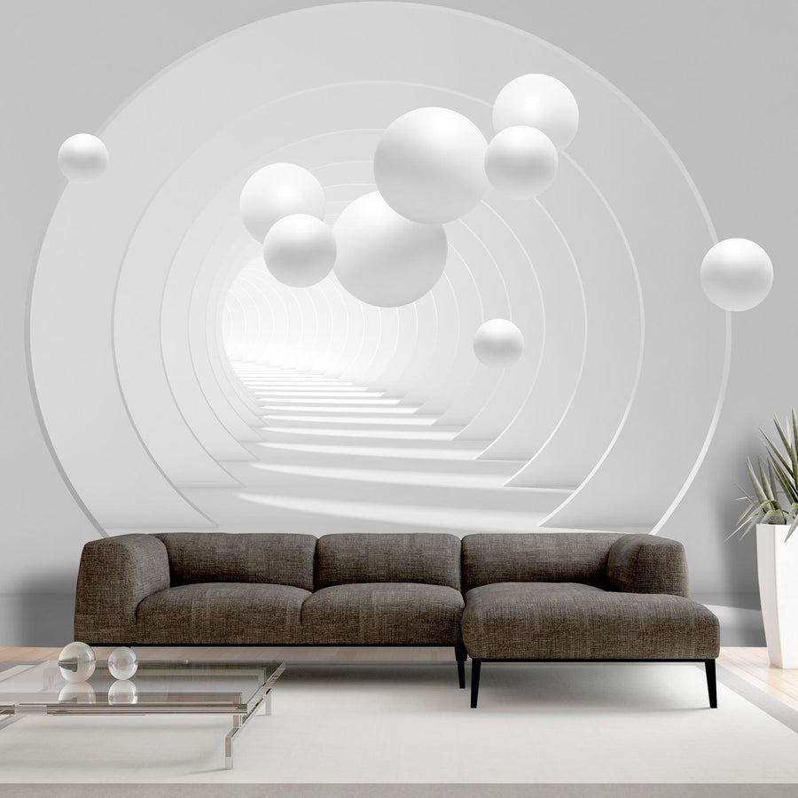 Fototapete mit 3D-Tunnel-Effekt für moderne Raumgestaltung