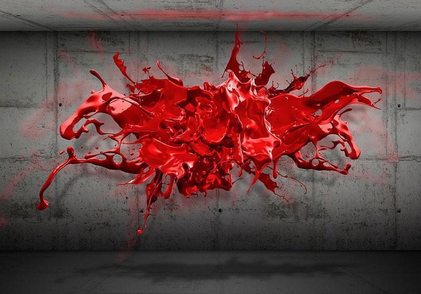 Fototapete - Red Ink Blot Artgeist