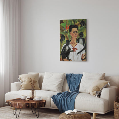 Leinwandbild - Frida Kahlo – Self-Portrait with Monkeys