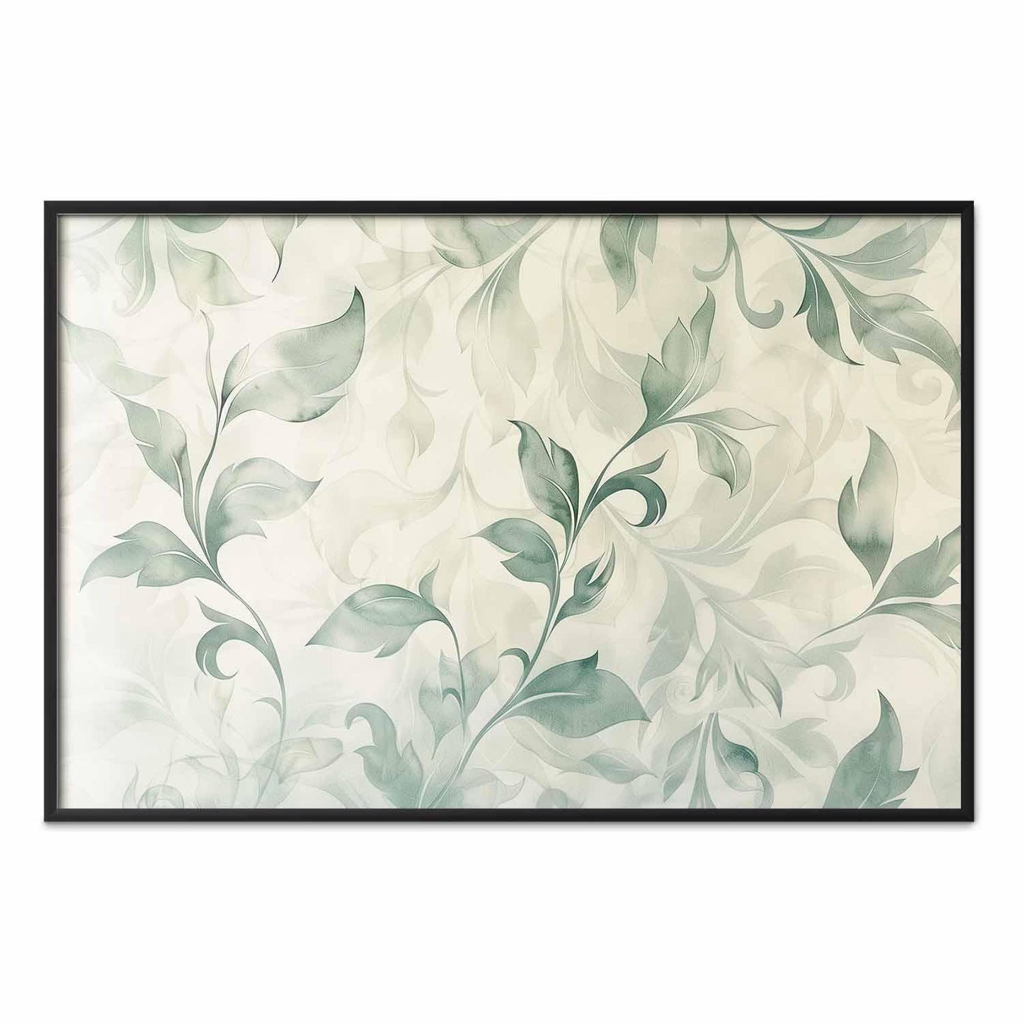 Poster - Watercolor Green-Beige Leaves