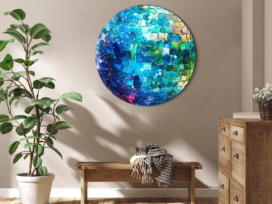 Rundes Bild - Turquoise disco ball