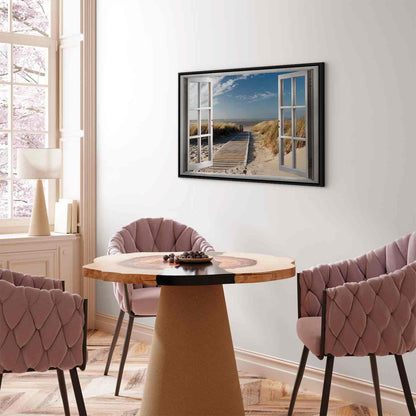 Leinwandbild - Window: View of the Beach Artgeist
