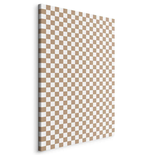 Leinwandbild - Checkerboard Pattern - Brown-White Grid with a Subtle Noise Artgeist