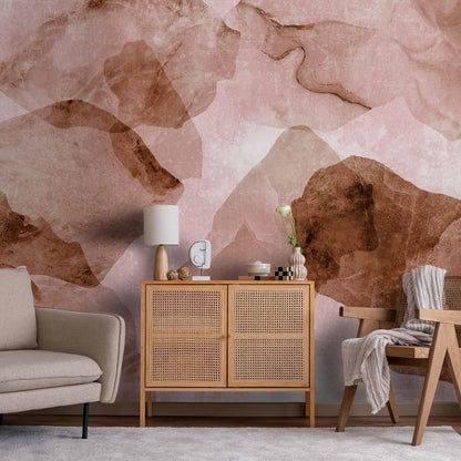 Fototapete - Pink terrazzo - minimalist background in marble watercolour pattern Artgeist