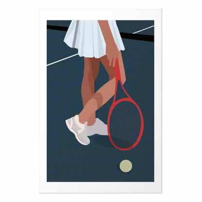 Poster - Tennis Player with a Red Racket on the Court - Illustration