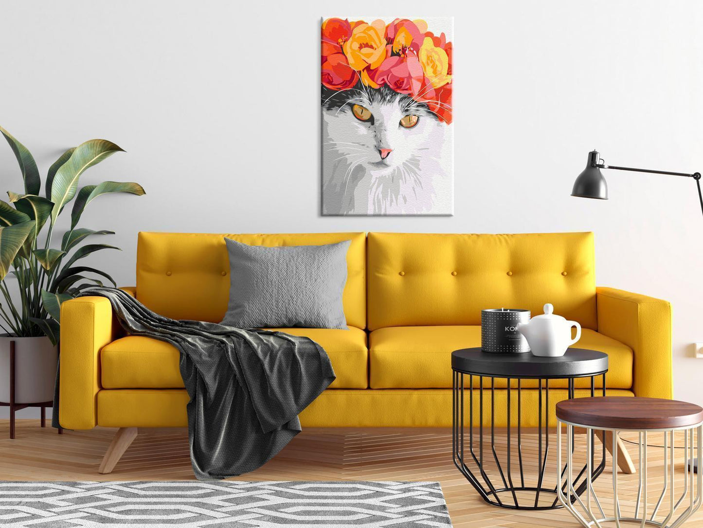Malen nach Zahlen - Flowery Cat