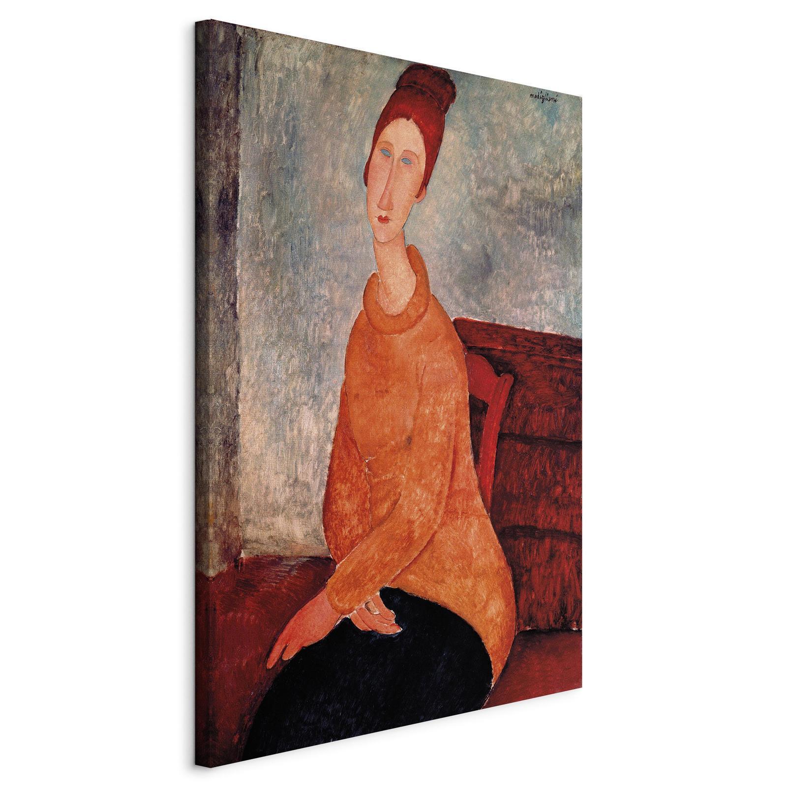Canvas wall art featuring "Leinwandbild - Jeanne Hebuterne in a Yellow Sweater."