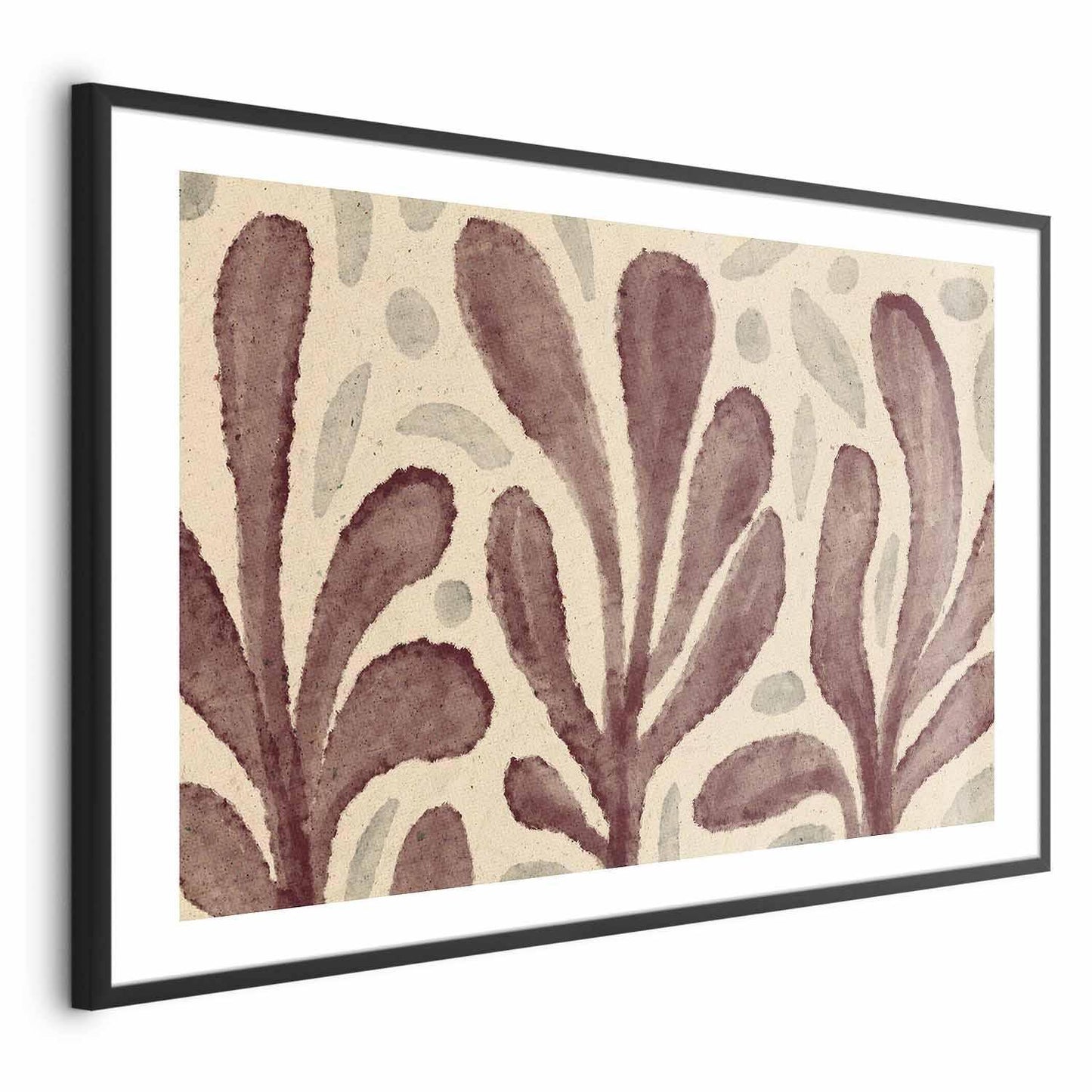 Poster featuring large trembling leaf shapes with spots, inspired by Matisse.