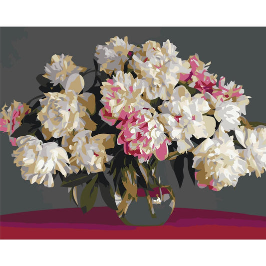 Malen nach Zahlen - White Flowers In A Vase