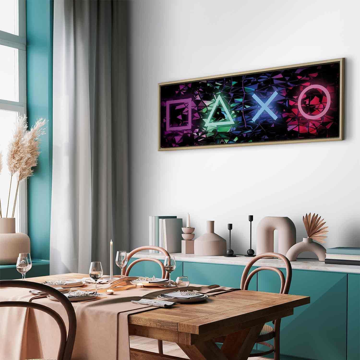 Canvas art 'Leinwandbild - Fun Symbols' in a stylish dining room setting.