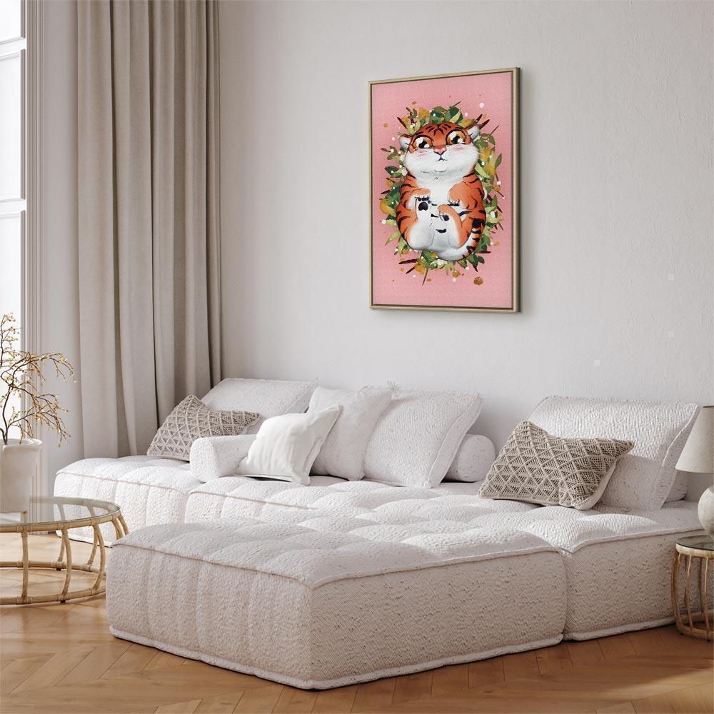 Leinwandbild - Tigger on the Grass (1 Part) Vertical