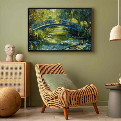 Leinwandbild - Impressionist bridge - painting of a bridge against a picturesque background
