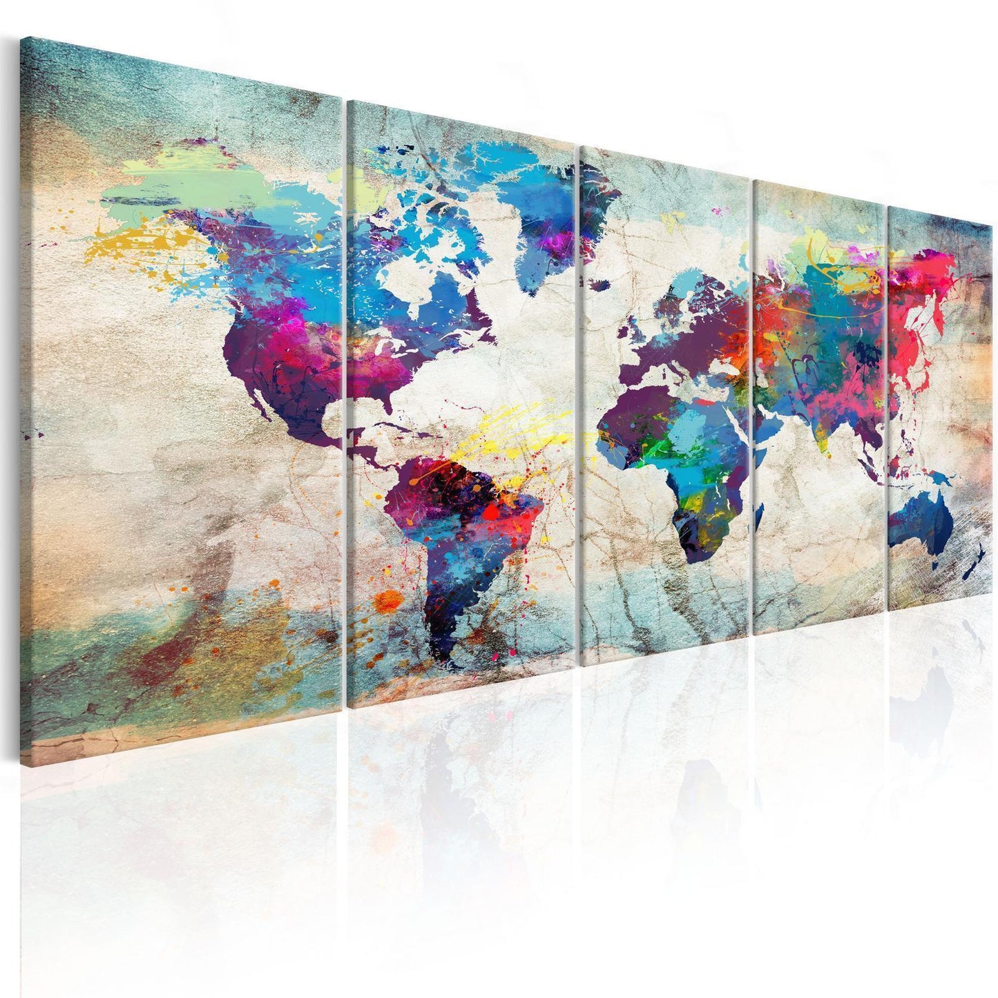 Leinwandbild - World Map: Cracked Wall Artgeist