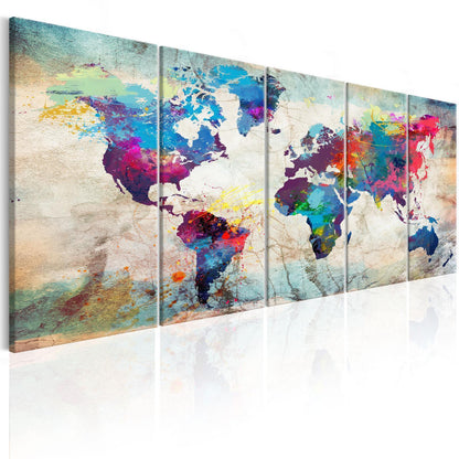 Leinwandbild - World Map: Cracked Wall Artgeist