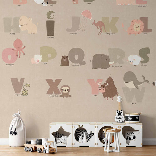 Fototapete - A Beige Alphabet Artgeist
