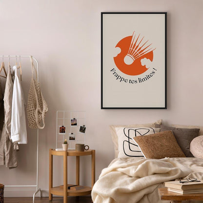 Leinwandbild - Badminton Shuttlecock on an Orange Circle Background