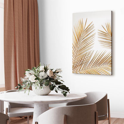 Leinwandbild - Golden Palm Leaves (1 Part) Vertical