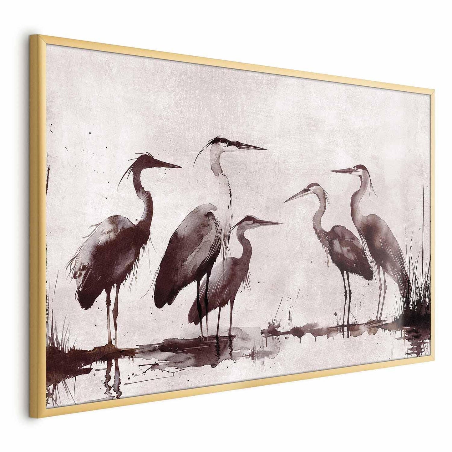 Poster - Herons Painted in Ink Artgeist