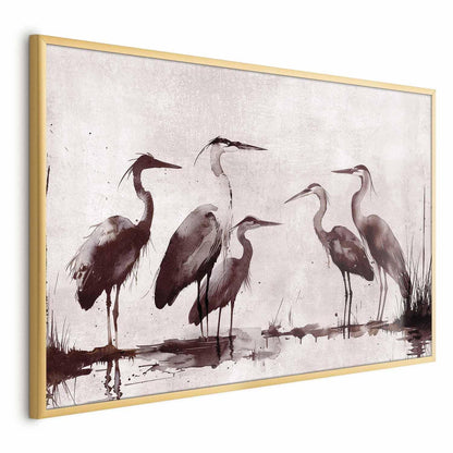 Poster - Herons Painted in Ink Artgeist