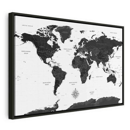 Leinwandbild - Black and White Map (1 Part) Wide Artgeist