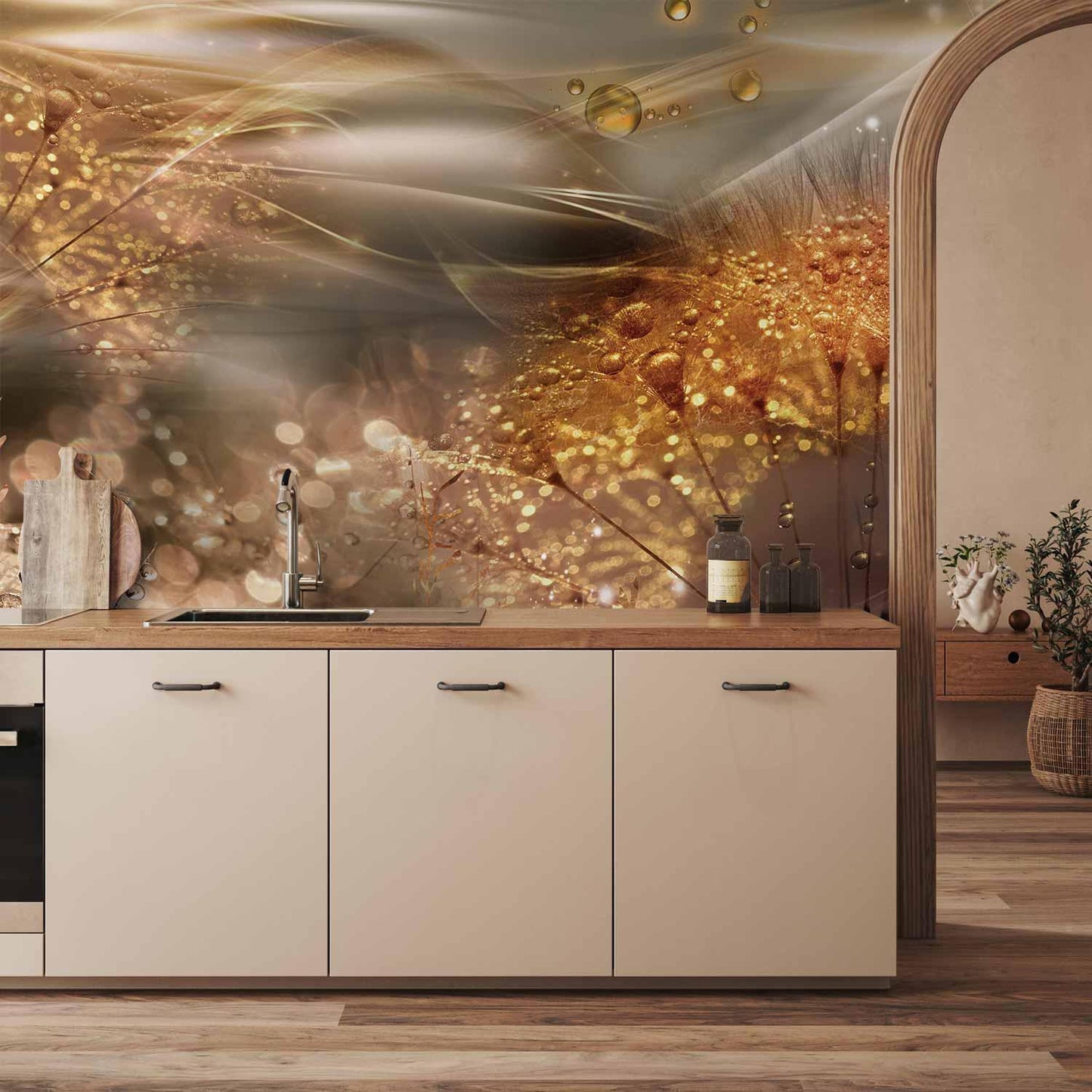 Fototapete - Dandelions' World (Gold)