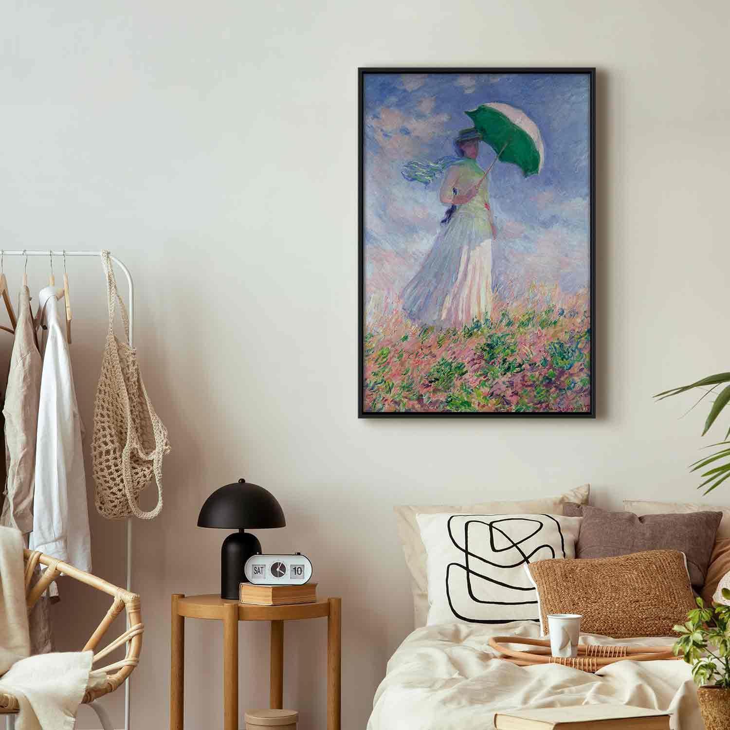 Leinwandbild - Woman with a Parasol, facing right Artgeist