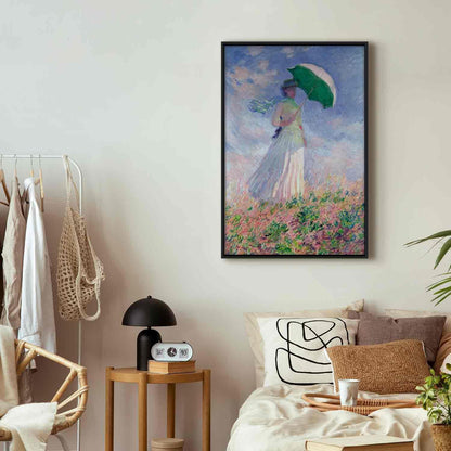 Leinwandbild - Woman with a Parasol, facing right Artgeist